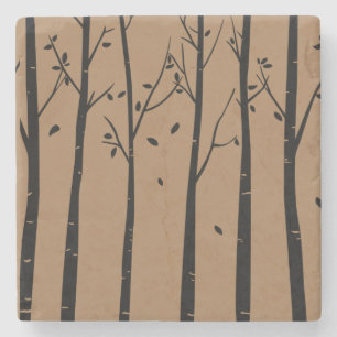 Trees Leaves Falling Stone Coaster