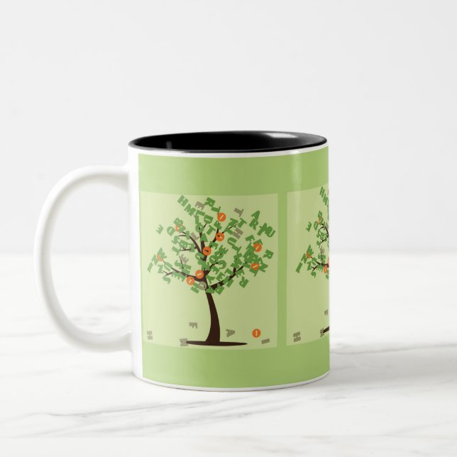 Trees made of letters Two-Tone coffee mug (Left)