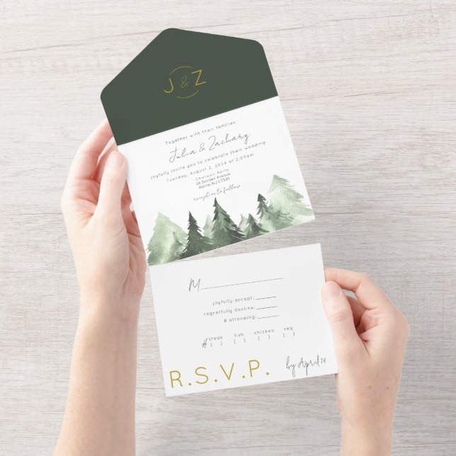Trees Nature Classic/Modern Combo Wedding Invite (Tearaway)