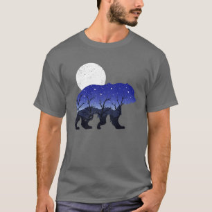 Trees Nature Moon Night Forest Animal Brown Bear T-Shirt