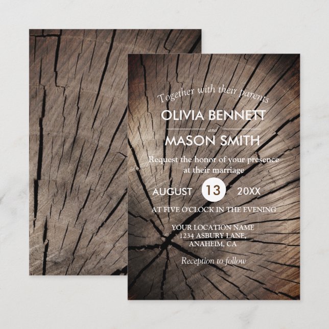 Trees & Nature Textured Wedding Invitation (Front/Back)