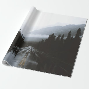 TREES NEAR ROAD LEADING TO MOUNTAIN WRAPPING PAPER