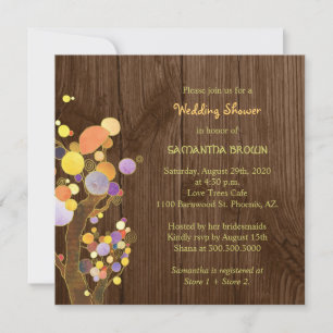 Trees on Rustic Wood Grain Wedding Shower Invitation