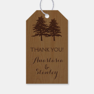 Trees on wood woodland wedding Thank You Gift Tags