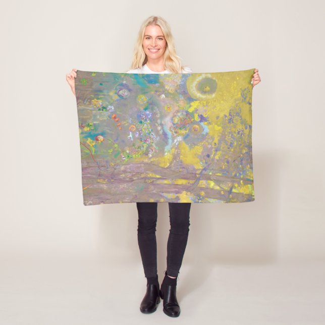 Trees on Yellow Background, Redon Fleece Blanket (In Situ)