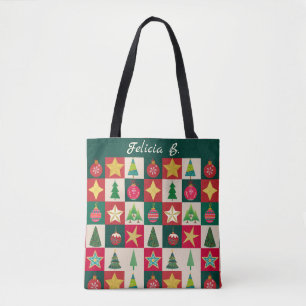 Trees Ornaments and Stars Squares Tote Bag