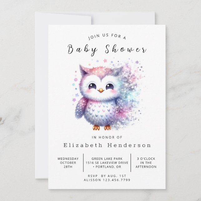 Trees Printable Owl Baby Shower Invitation (Front)