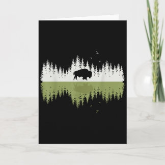 Trees Reflection Bison Wildlife Forest Nature Anim Card