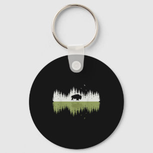 Trees Reflection Bison Wildlife Forest Nature Anim Key Ring