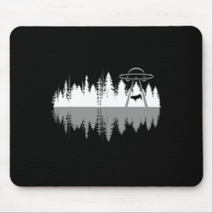 Trees Reflection Spaceship Alien Abduction Of Cow Mouse Mat