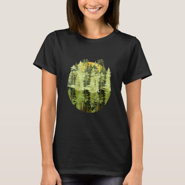 Trees Reflection Wildlife Nature Outdoor Forest T-Shirt (Front)