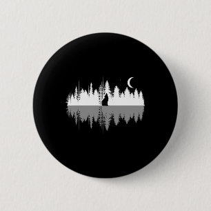 Trees Reflection Wolf Howling At Full Moon Forest 6 Cm Round Badge