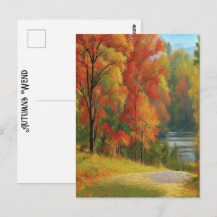 Trees River Colourful Autumns Wend Timeless Art  Postcard