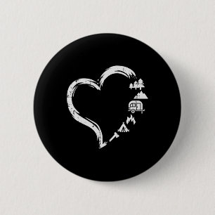 Trees Rv Van Campfire Tent Heart Cute Love Camping 6 Cm Round Badge