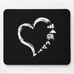 Trees Rv Van Campfire Tent Heart Cute Love Camping Mouse Mat