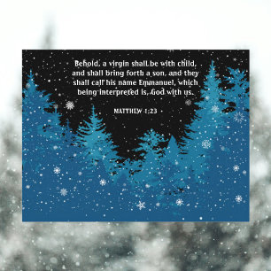 Trees Silhouette Snowflakes Emmanuel Christian  Holiday Postcard