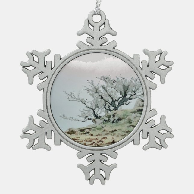 TREES SNOWFLAKE PEWTER CHRISTMAS ORNAMENT (Front)