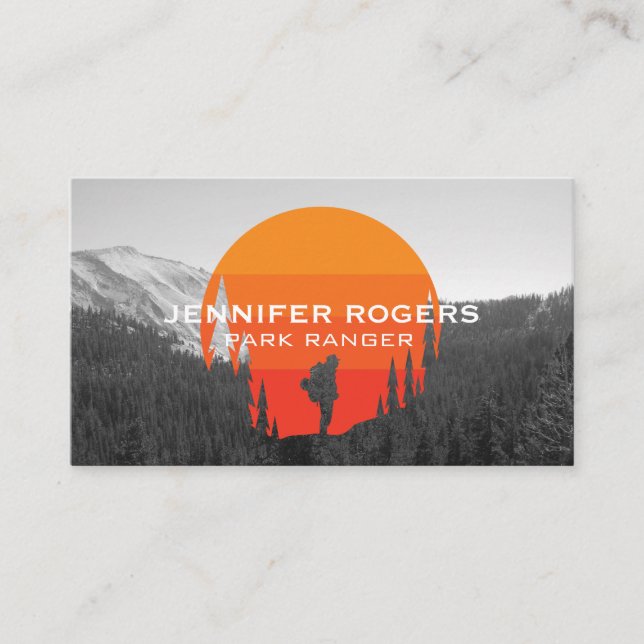 Trees Sun Logo | Outdoors | Camping Business Card (Front)