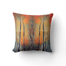 Trees sunset landscape modern orange cushion