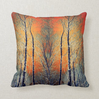 Trees sunset landscape modern orange cushion