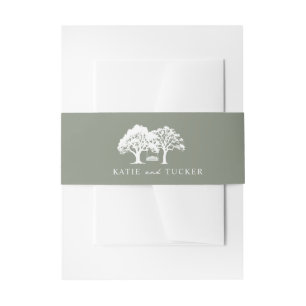 Trees Swing Sage Green Wedding Invitation Belly Band
