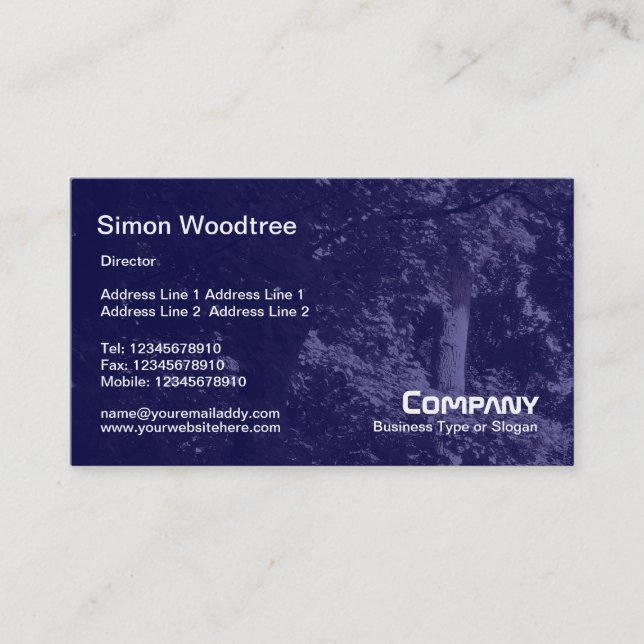 Trees Texture - Dark Blue Business Card (Front)
