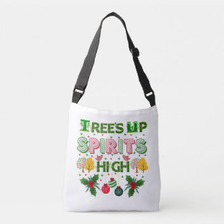 Trees up spirits high christmas holiday graphic crossbody bag