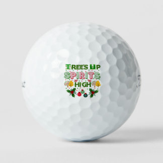 Trees up spirits high christmas holiday graphic golf balls