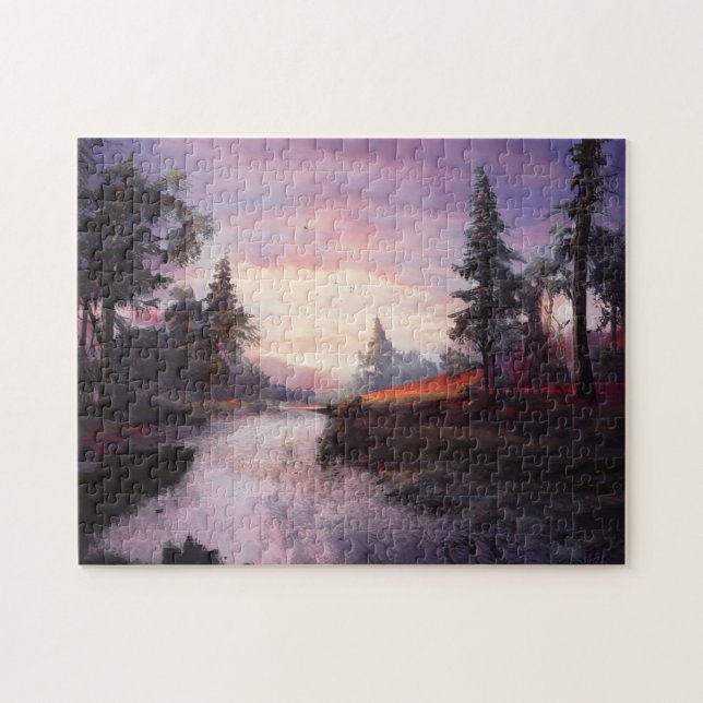 Trees Water Landscape Clouds Overcast Grass Jigsaw Puzzle (Horizontal)