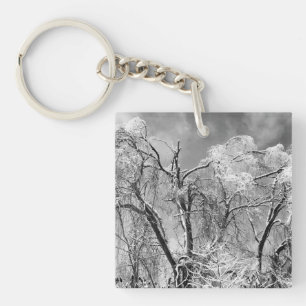 trees wear winter key ring