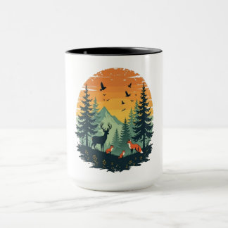 Trees Wildlife Nature Vintage Forest T-Shirt Mug