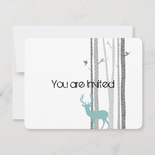 Trees with Deer Baby Shower Invitation (Front)