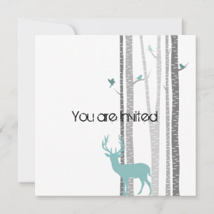 Trees with Deer Baby Shower Invitation