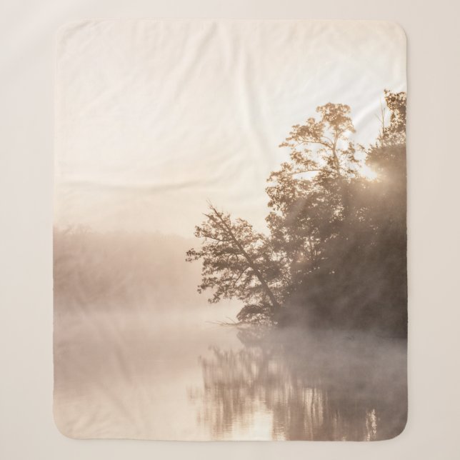 TREES WITH FOG SHERPA BLANKET (Front)