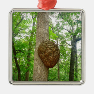 Trees with Large enclosed Bee Wasp Hive Metal Tree Decoration