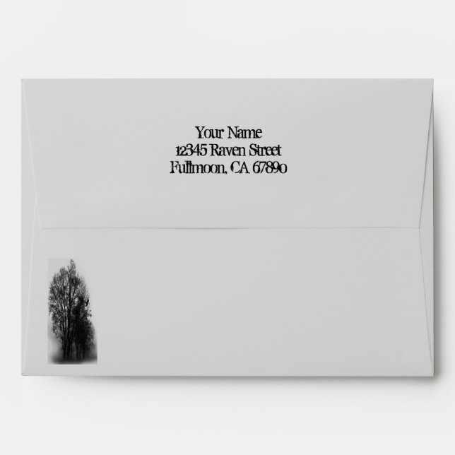 Trees with Ravens Custom Address A7 Envelope (Back (Top Flap))