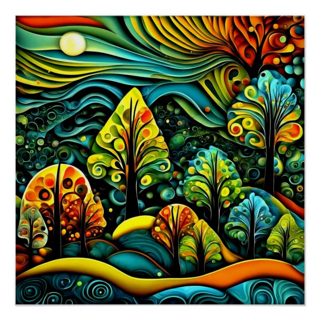 Trees with stormy sky poster (Front)