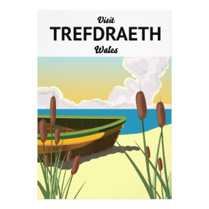 Trefdraeth seaside travel poster