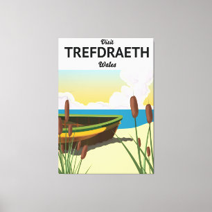 Trefdraeth seaside travel poster canvas print