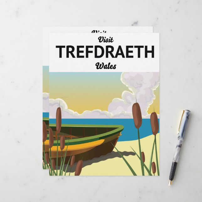 Trefdraeth seaside travel poster custom letterhead (Front/Back In Situ)