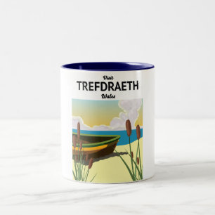 Trefdraeth seaside travel poster Two-Tone coffee mug