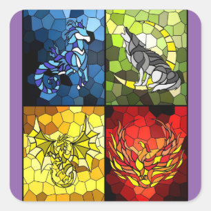 Trefoil Academy Emblem Of the 4 Houses Square Sticker