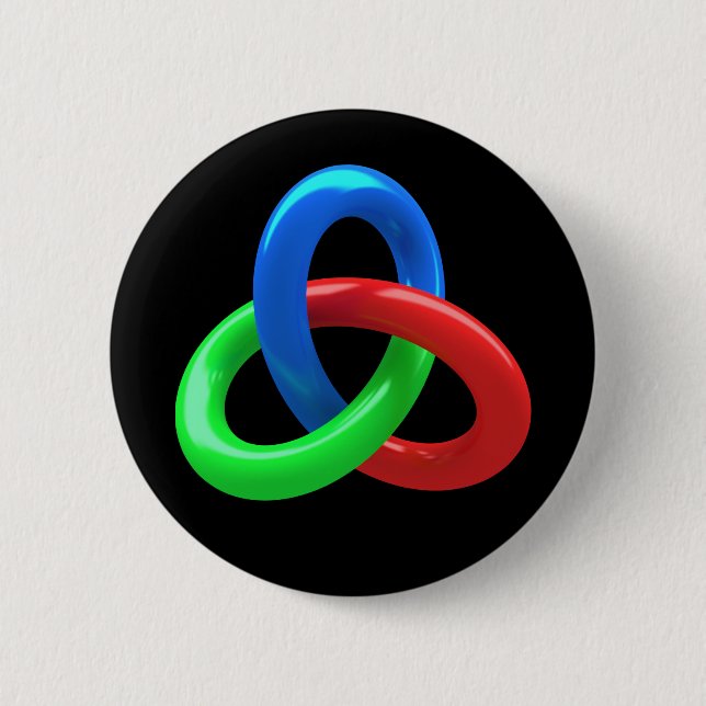 Trefoil knot 6 cm round badge (Front)
