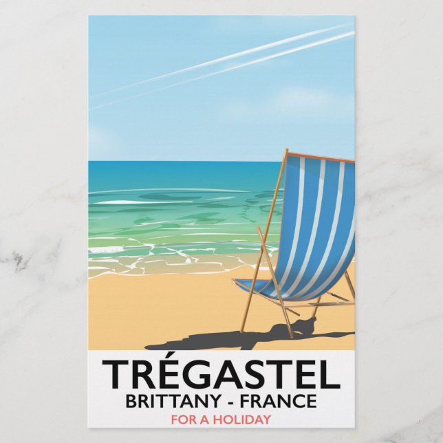 Trégastel, Brittany France beach travel poster Stationery (Front)