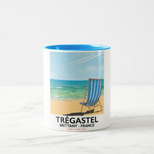 Trégastel, Brittany France beach travel poster Two-Tone Coffee Mug