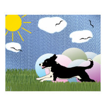 Treibball - Cartoon Happy Dog and Balls v4