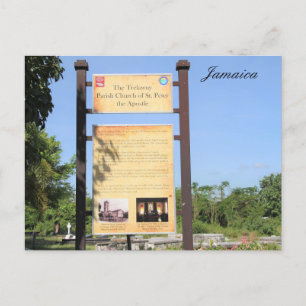 Trelawny Parish Church sign, Jamaica, photography, Postcard