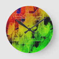 Trellis Abstract Art Wall Clock Round lg