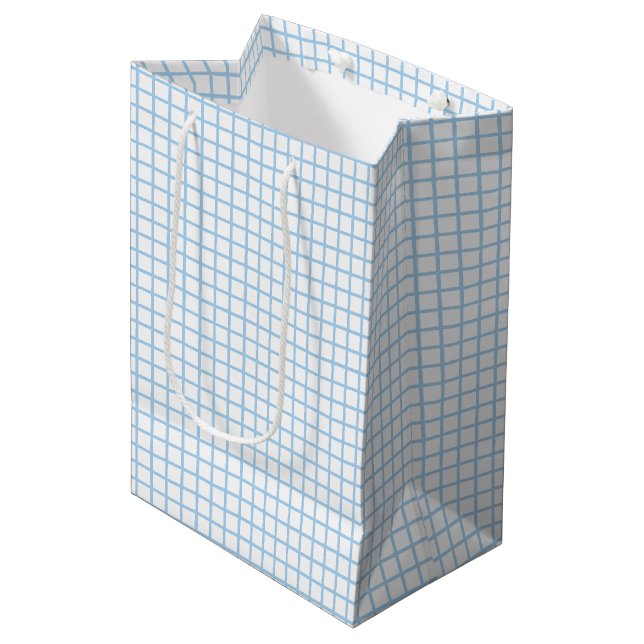 Trellis Baby Blue - White Medium Gift Bag (Front Angled)