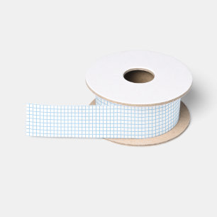 Trellis Baby Blue - White Satin Ribbon